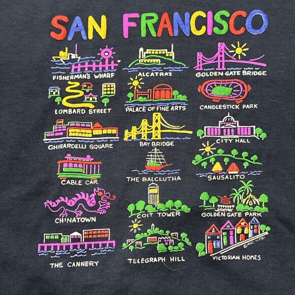 Vintage 90s Fruit of the Loom Blue T-Shirt Youth L 10/12 San Francisco Graphic - Picture 3 of 5